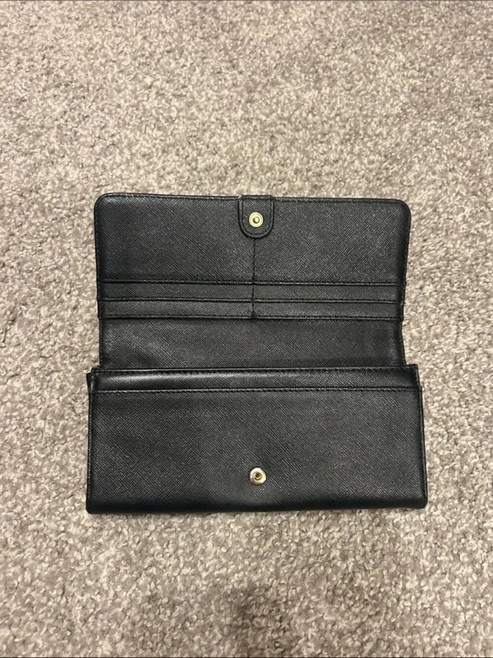 Tory Burch Black Saffiano Leather Wallet – Gold Logo, Multi-Card Slots